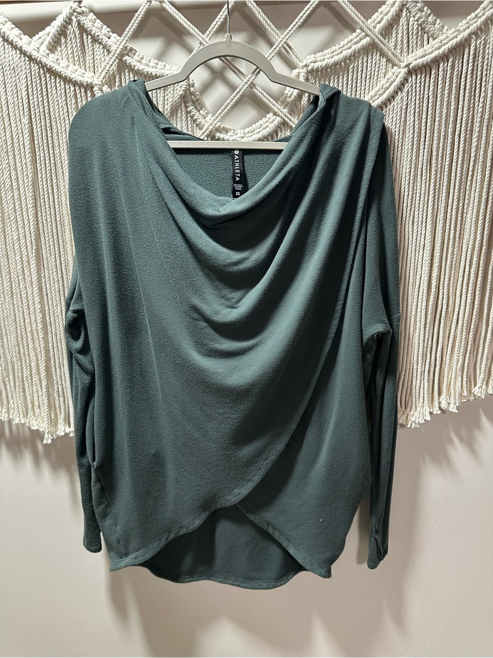 Athleta Draped Cowl-Front Long Sleeve Top in Teal